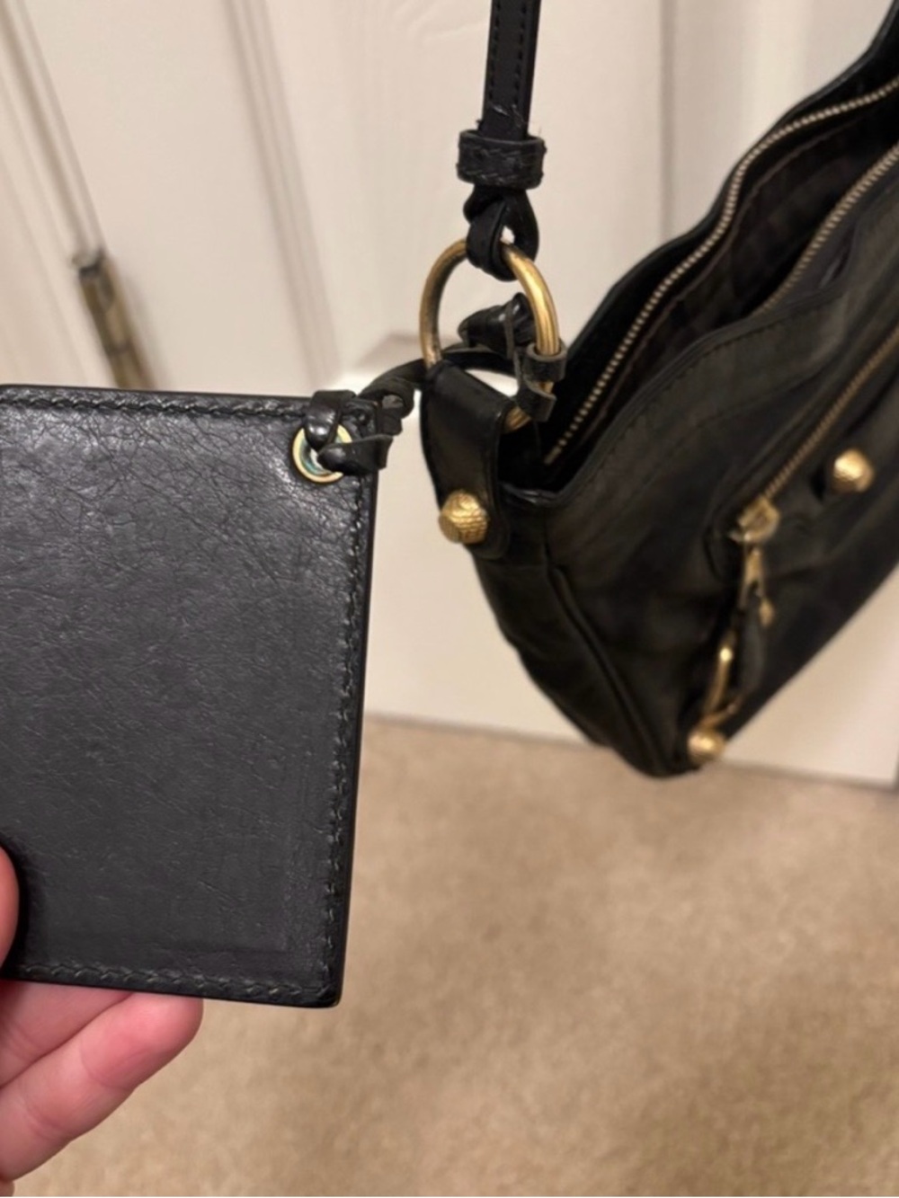 Balenciaga Black Leather Crossbody Bag with Gold Hardware - Picture 8 of 8